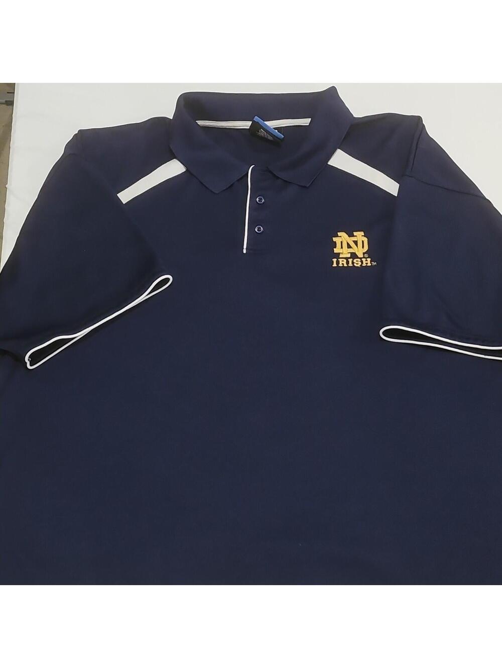 NCAA Notre‎ Dame Fighting Irish Polo Shirt 2XL Blue White Gold. 0139